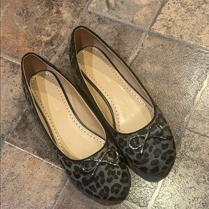 Adrienne Vittadini Black Leopard Flats with Bow